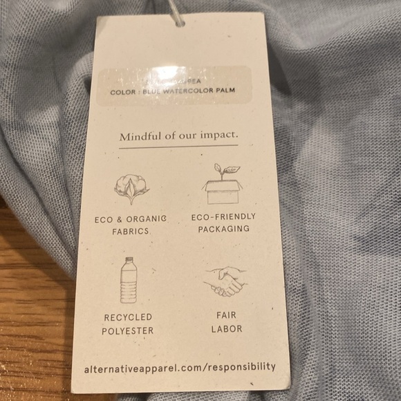 Small blue watercolor palm alternative pants suit - Picture 4 of 4